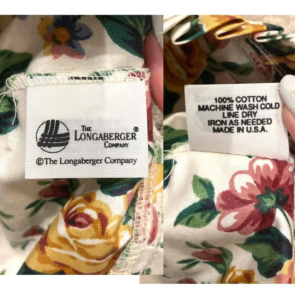 Vintage Longaberger Floral Flower Roses Basket Liner Ruffle Garden Splendor Pink